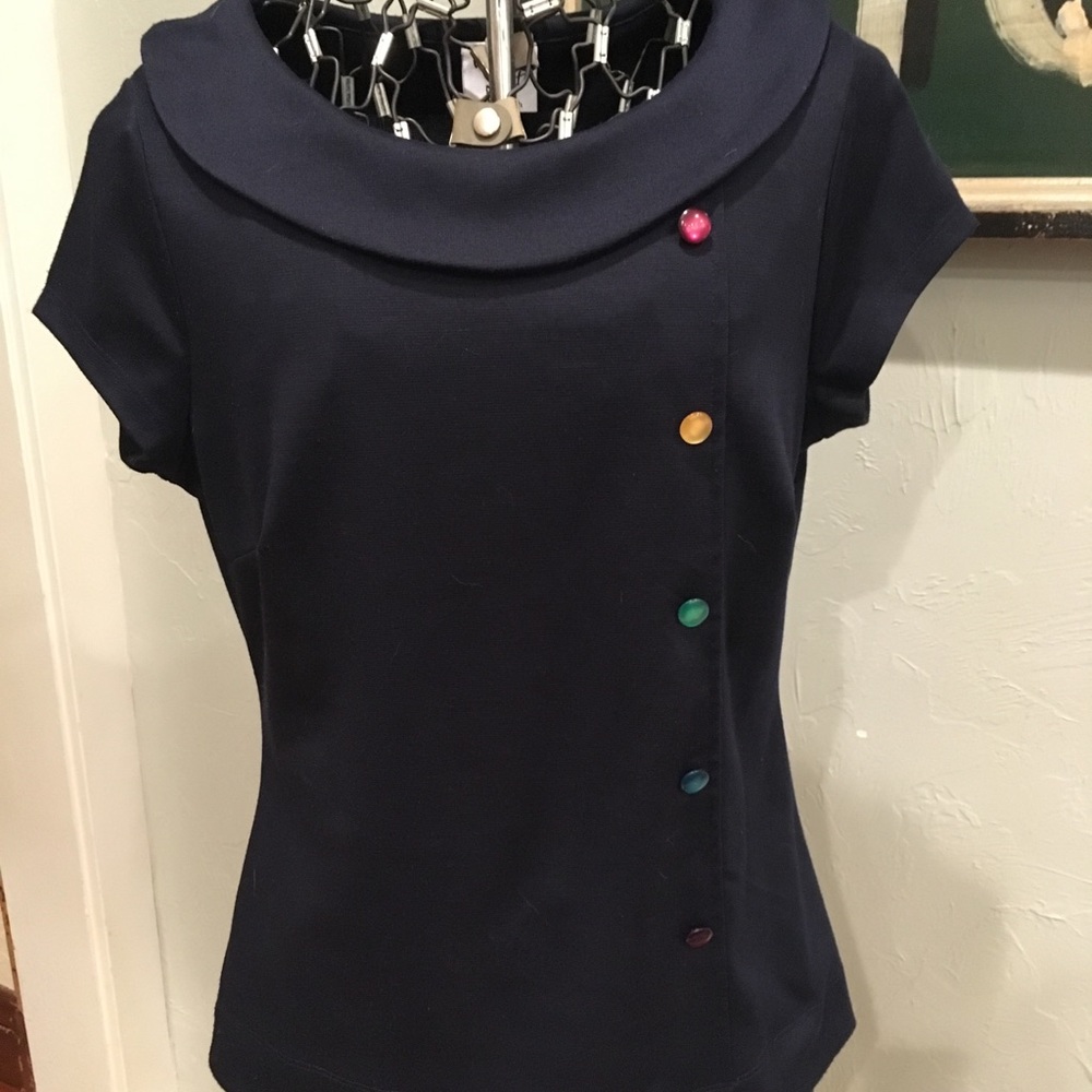 ModCloth retro boatneck pin-up navy shirt